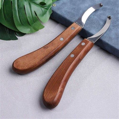 1Pc Horse Hoof Knife With Wooden Handle Stainless Steel
