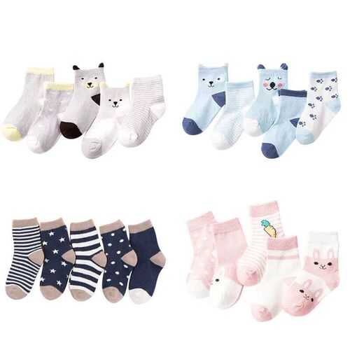 5 Pairs/lot 0-6 Y Kids Soft Cotton Socks Boy Girl Baby Cute