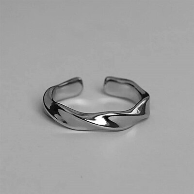 Statement Mobius Rings for Men Silver Color Solid Metal Fing