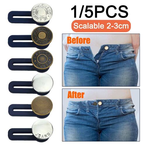 1/5PCS Magic Metal Button Extender for Pants Jeans Free Sewi