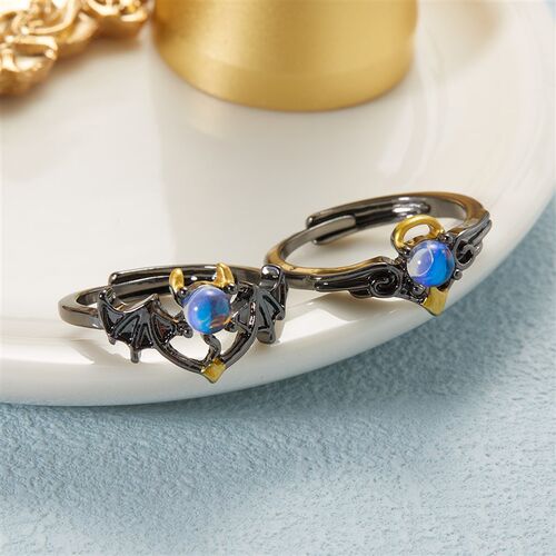 Romantic Angel and Demon Wings Couple Rings For Women Goth F