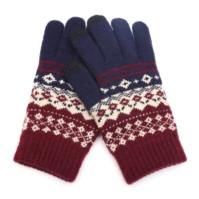 Winter Men/Women Warm Jacquard Sretch Knit Gloves Female Pri
