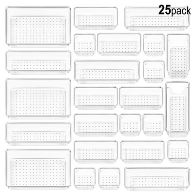 25pcs Plastic storage box set Cubes Drawer Organizer Makeup
