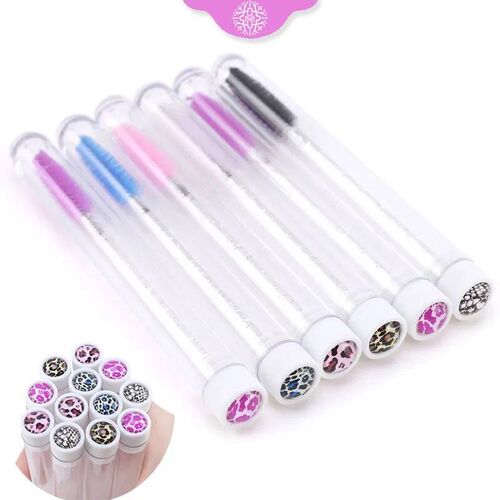 20pc Reusable Eyebrow Brush Tube Leopard Serpentine Diamond