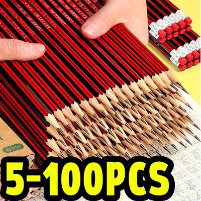 5-100Pcs / Lot Sketch Pencil Wooden Lead Pencils HB Pencil W