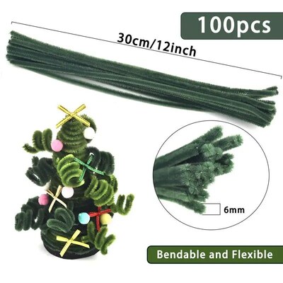 100pcs Colorful Chenille Stems Pipe Cleaners Plush Tinsel St