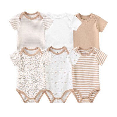 2023 New Born Bodysuits 6Pieces Baby Girl Clothes Set Cotton
