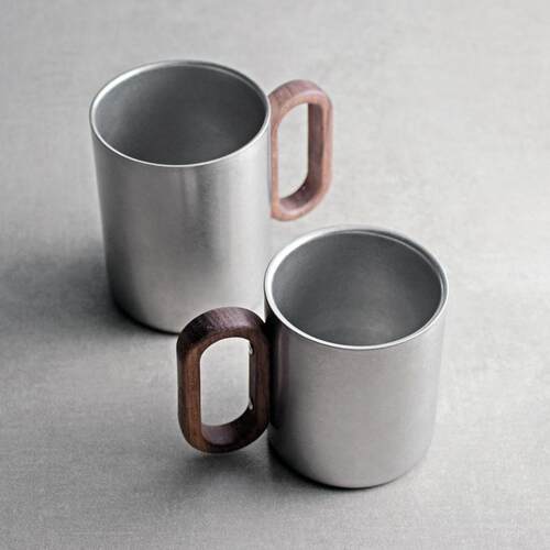 now Sand Finish Coffee Cup Heatproof Double Wall Wood Handle