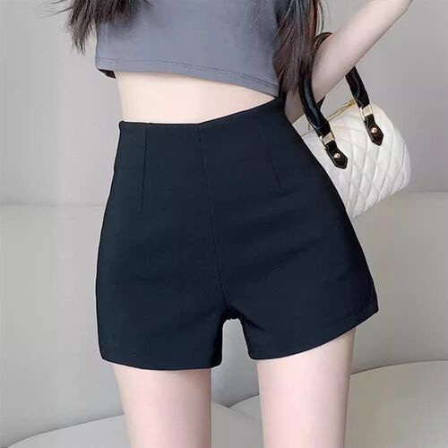 White Suit Shorts Womens Outer Wear High Waist Tight Sretch