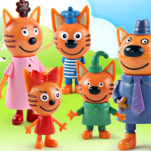 5pcs/lot Three Little Kittens Action Figure Toys Russian Car