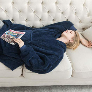 Winter Hooded Sweater Blanket Women Oversized Fleece Blanket