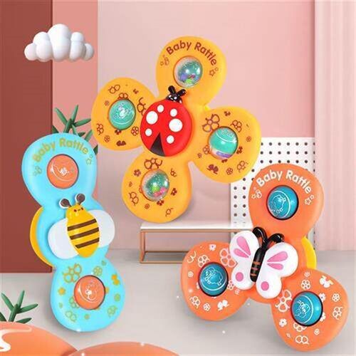 3Pcs/set Baby Bath Suction Cups Spinning Top Toy Spin Sucker