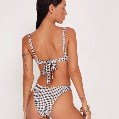 Swimwear 2025 Floral Grid Conservative Skirt Style Thailand