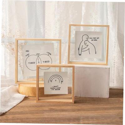 Corkboard photo wall solid wood frame blackboard pine office