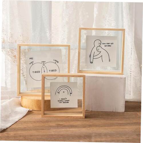 Corkboard photo wall solid wood frame blackboard pine office