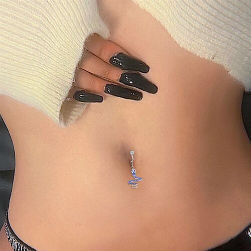 Faux Fake Belly Ring Snake Fake Belly Piercing Clip on Umbil