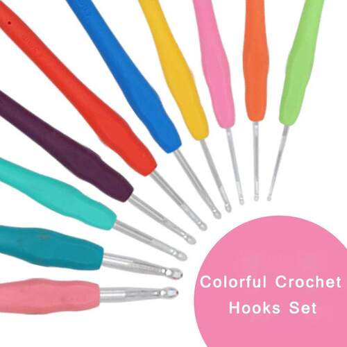 Colorful Plastic Handle Alumina Crochet Hooks Set Knitting N