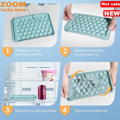 Ice Cube Tray with Lid and Bin,Round Ice Trays for Freezer