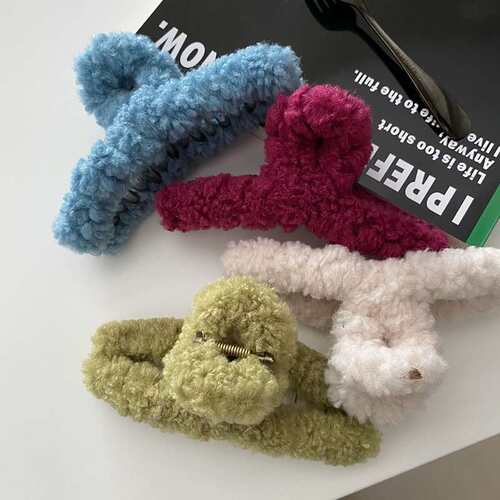 Autumn and winter high-end color lamb wool large grip clip c