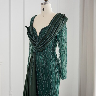 Sharon Said Emerald Green Luxury Dubai Evening Dress for Wom