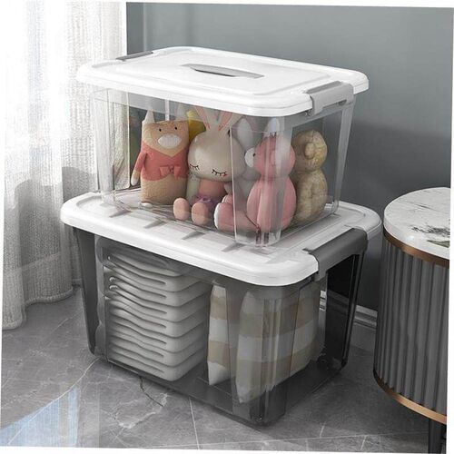 Large Transparent plastic storage box front open Toy clothes