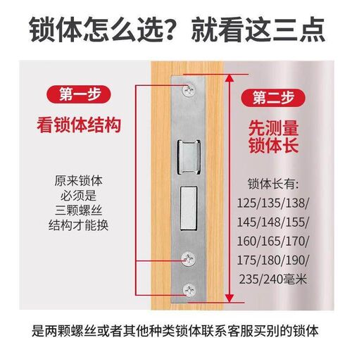 Stainless steel lock body and core, suitable for indoor bedr