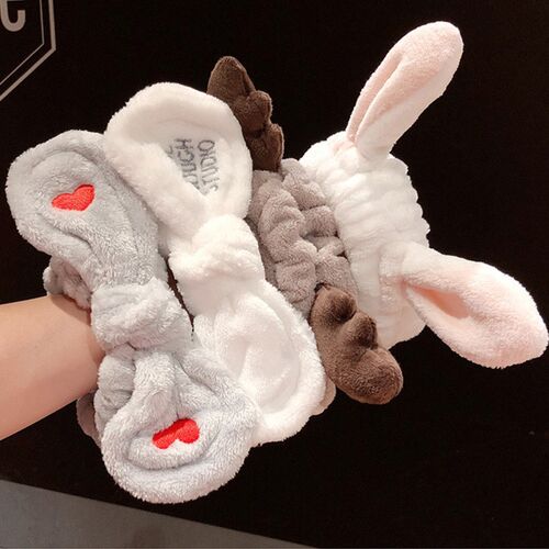Wash Face Hair Holder Hairbands Soft Warm Coral Fleece Bow A
