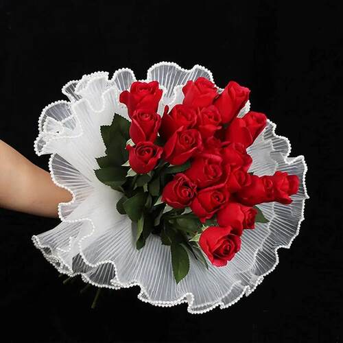 Pearl-edged bouquet wrapping paper, mesh flower wrapping pap