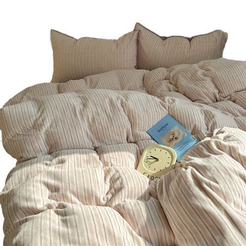 Soft Whirring!taro Purple Bed Set Of Four Thickened Warm Dou