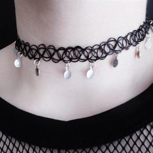 moon and stars necklace - tattoo choker - grunge choker