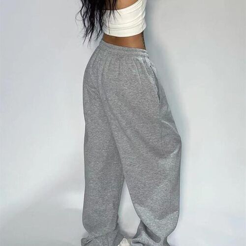 New Casual Gray Sweatpants Women Wide Leg Black Joggers Hot
