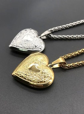 Love Heart Secret Message Locket Necklace Pendant DIY Photo