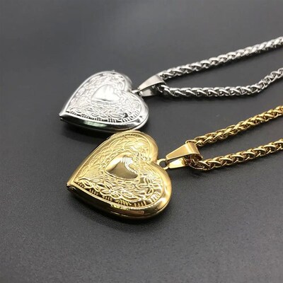 Love Heart Secret Message Locket Necklace Pendant DIY Photo