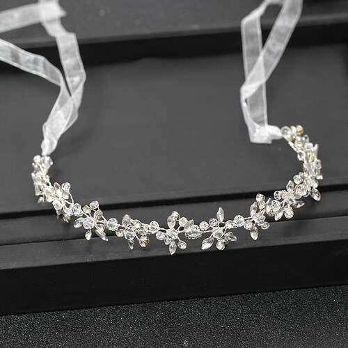 Silver Color Headbands For Women Bride Handmade Crystal Rhin