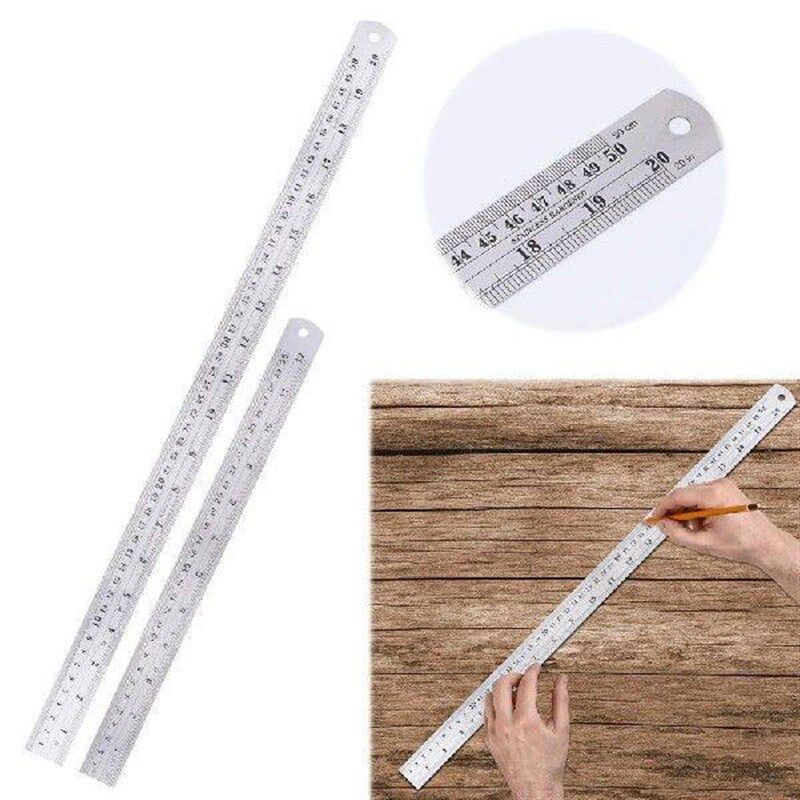 300mm/500mm Stainless Steel Ruler Centimeter Ruler English - 实物图