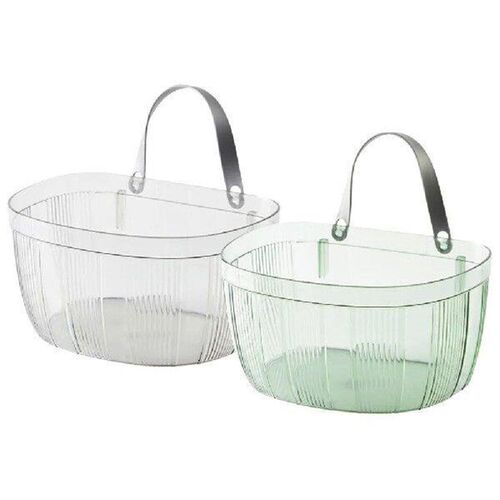 2pcs Transparent Wall Mount Storage Baskets PET Material
