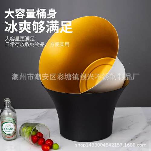 加加大不XBP锈冰桶网红酒用吧K钢TV香厚槟商啤酒冰桶冰块圆形冰镇
