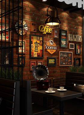 高馆闲分子_KFKF0202复古创意咖啡装饰画休区墙饰组合相配框饰照