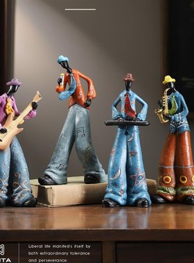 复古创意乐队人物摆件酒柜家居客厅书柜电子琴萨克斯装饰品摆设