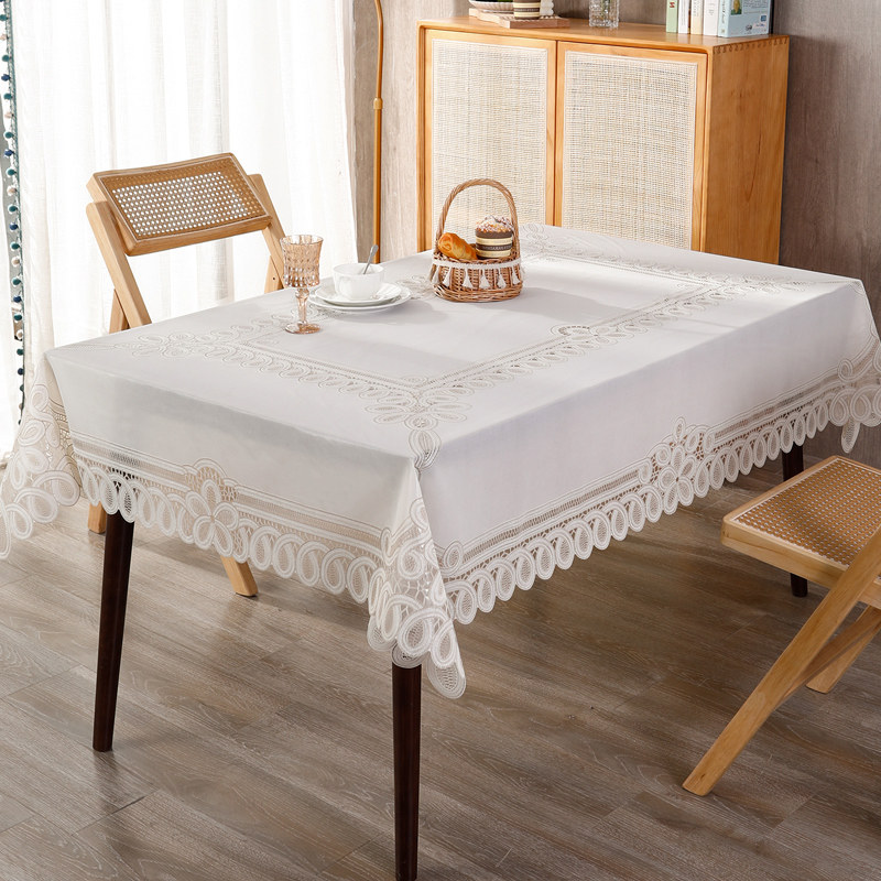 进口pvc桌布防水防油免洗茶几布长方形欧式蕾丝餐桌桌布家用台布