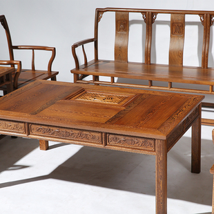 红木客厅家具 鸡翅木沙发 仿古中式沙发茶桌椅 实木古典沙发