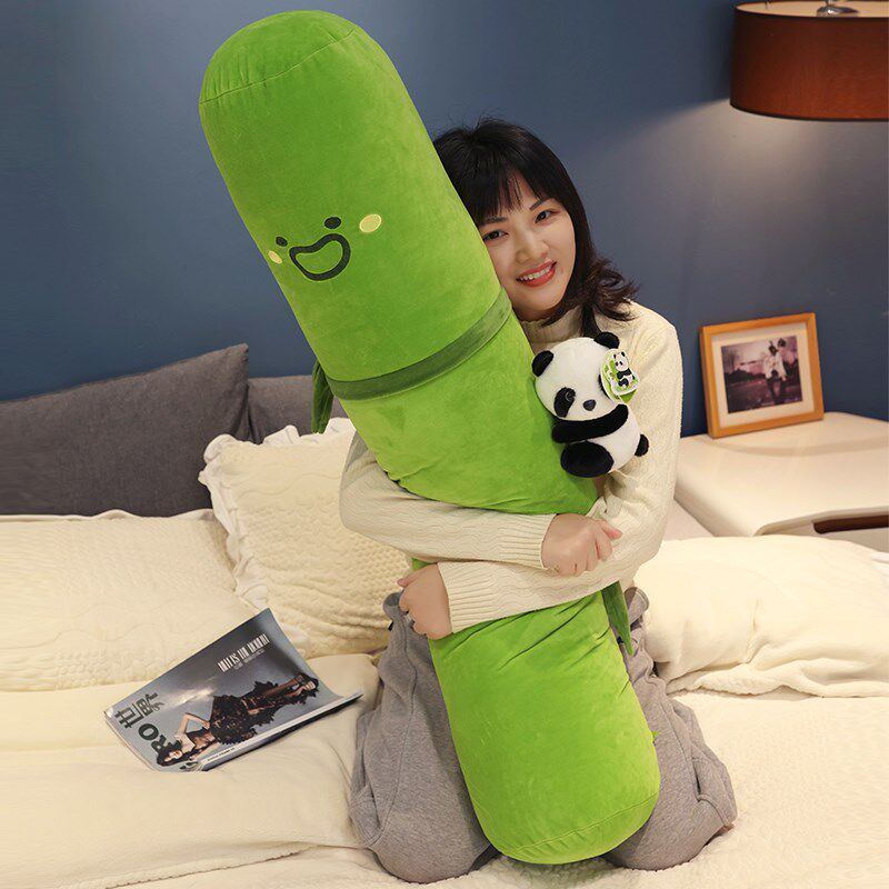 竹筒熊猫长条抱枕女生睡觉专用大人儿童侧睡夹腿床上抱睡公仔玩偶