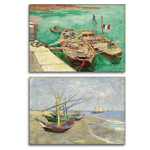 梵高名画凡高风景静物装饰画无框板画向日葵麦田里的丝柏树自画像