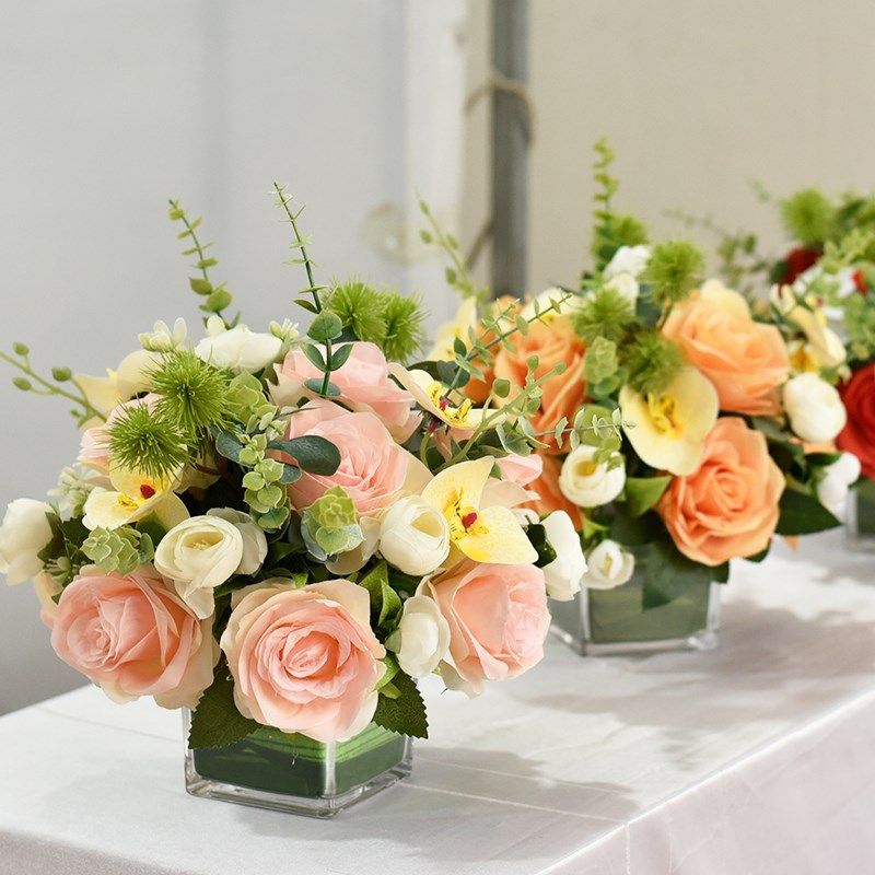玻璃花瓶仿真假花茶机桌花客厅酒店餐厅饭店前台会议宴会桌面摆件,家居饰品,仿真花/假花,淘宝优惠券,粉丝福利购,淘宝优惠卷