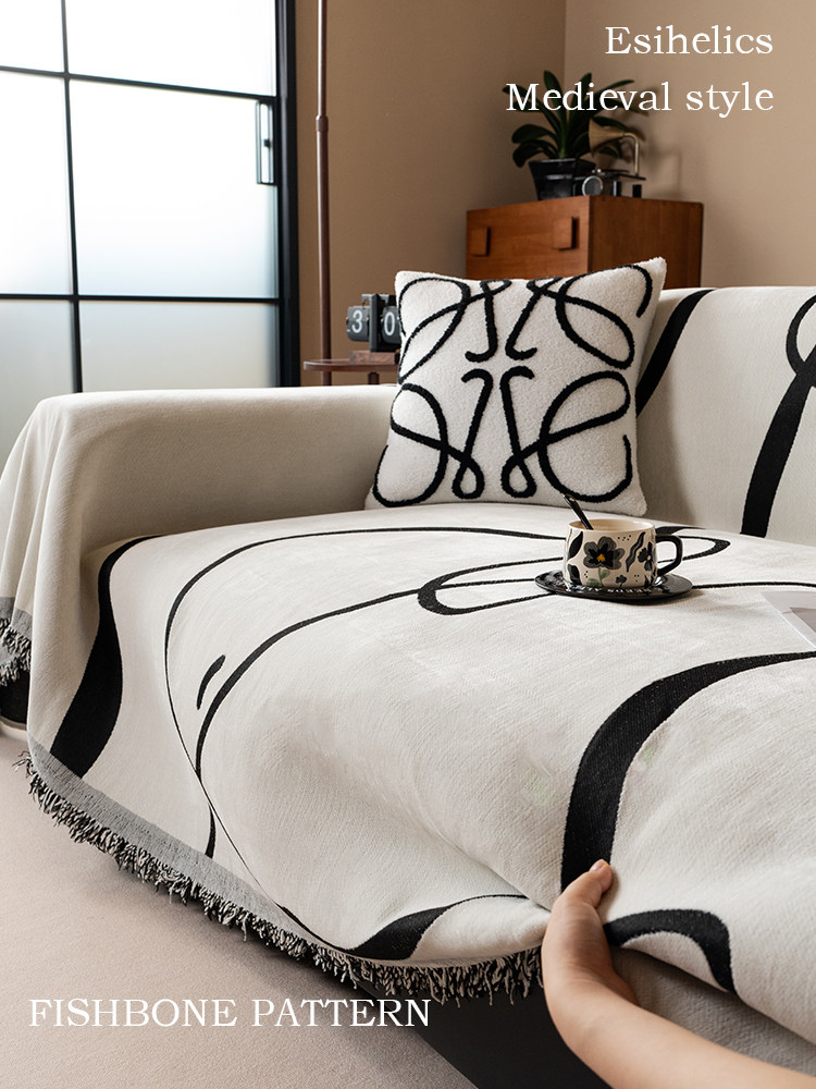 中古风沙发盖布四季通用雪尼尔一片式全盖沙发罩毯沙发垫沙发巾,居家布艺,沙发垫,淘宝优惠券,粉丝福利购,淘宝优惠卷