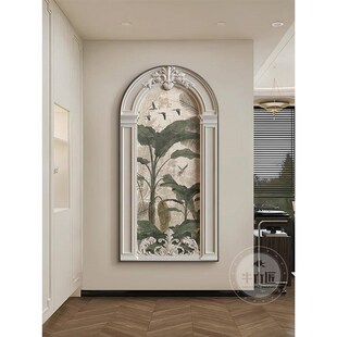 家大业大南洋风玄关装饰画中古风客厅走廊挂画法式复古拱形墙壁画