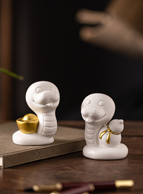 创意腰缠万贯十二生肖蛇茶宠摆件可爱本命年小蛇招财客厅桌面装饰