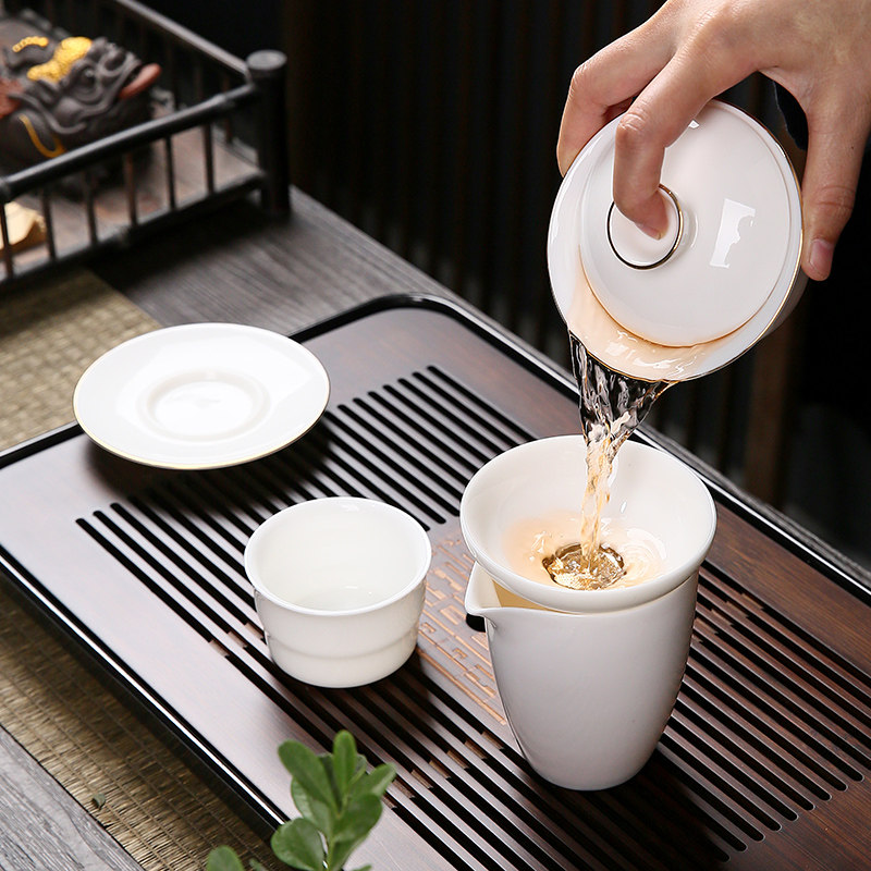 羊脂玉白瓷茶漏架茶滤不锈钢网公道杯组合茶具分茶隔器茶叶过滤器