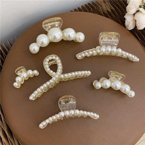 Elegant Big Pearl Hair Claws Clips for Women Big Size Acryli
