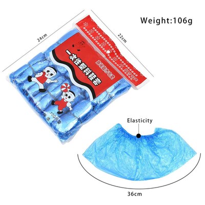 100 PCS Plastic Disposable Waterproof Shoe vers Non-Slip Wea